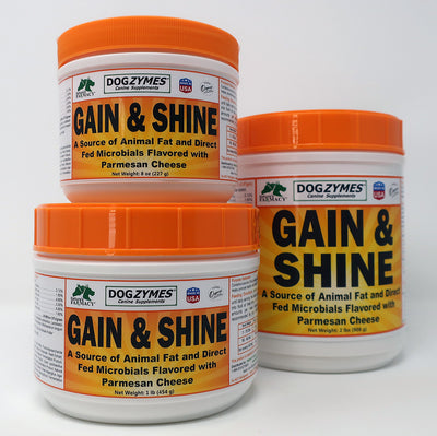 Dogzymes Gain & Shine - High Calorie Parmesan Cheese & Meat Fat Support for Body Mass, Coat & Shine