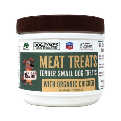 Dogzymes Meat Treats Tender Small Dog Treats with 85% Organic Chicken