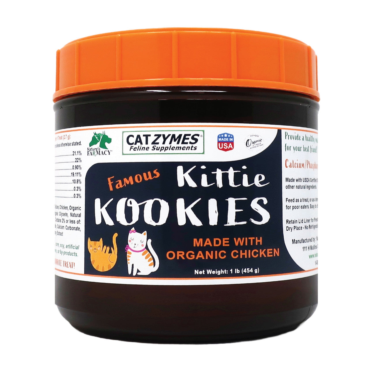 Catzymes Kittie Kookies Treats with 85% Organic Chicken
